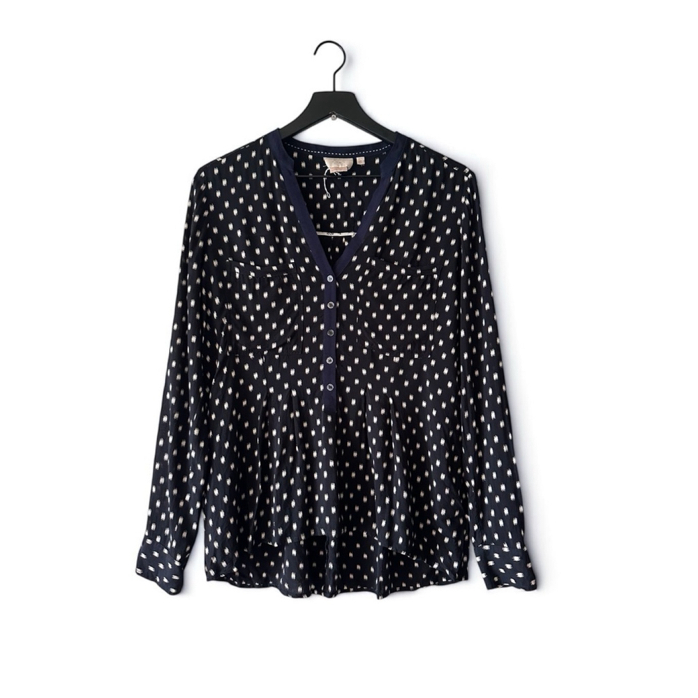 Anthropologie Vanessa Virginia Honore Popover Blouse Women’s Size 4 Black White